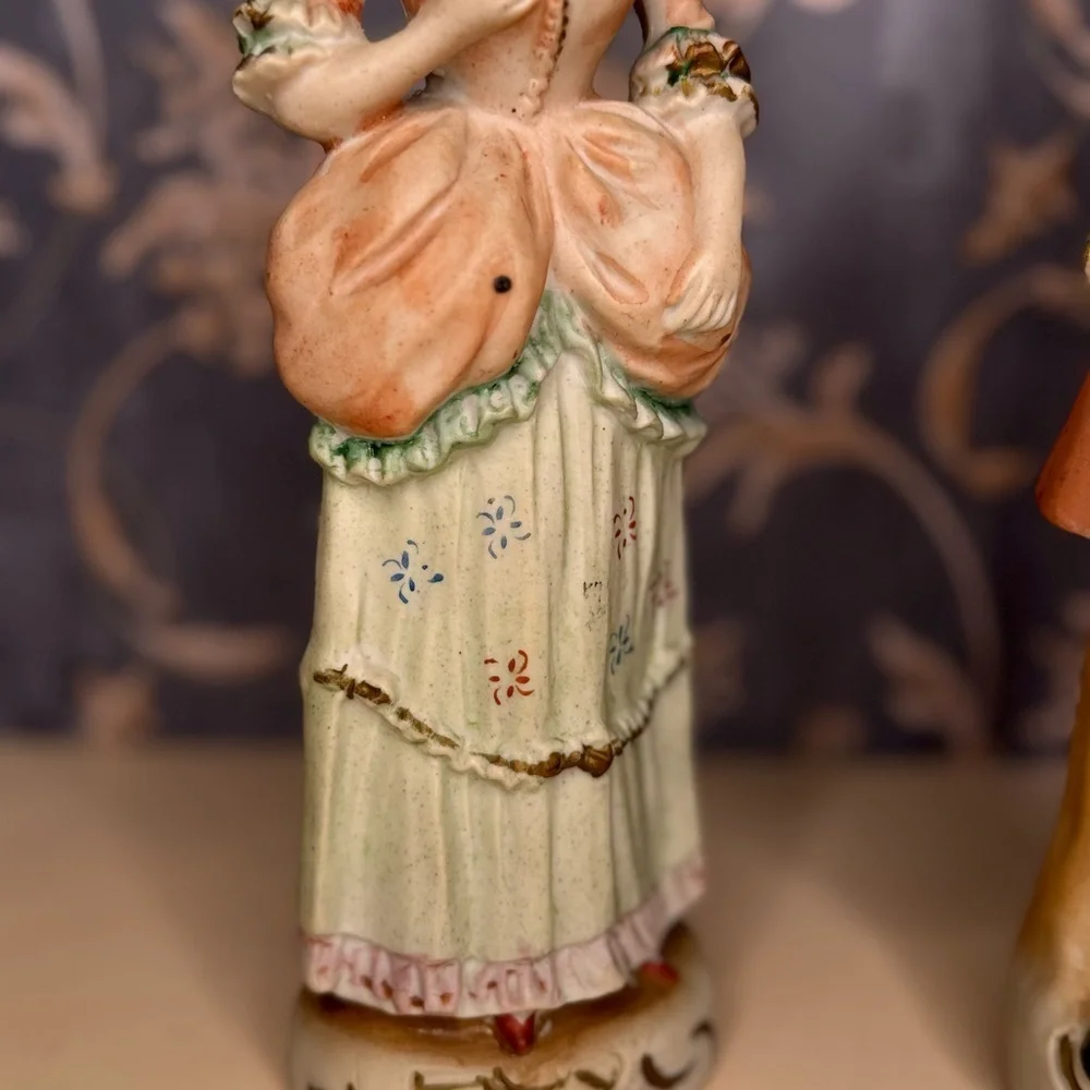 Vintage Estate Hand Painted Japan Bisque Figurines Pair Man Woman